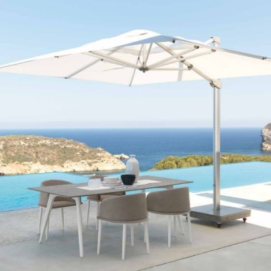 Zeus-Sonnenschirm aus der Parasol-Linie von Talenti für den Garten, erhältlich in zwei Größen