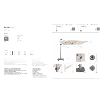 Zeus-Sonnenschirm aus der Parasol-Linie von Talenti für den Garten, erhältlich in zwei Größen