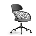 P47 DPA TS_CU drehbarer und verstellbarer Sessel mit hoher Lederrückenlehne und Stoff- oder Lederbezug von Midj