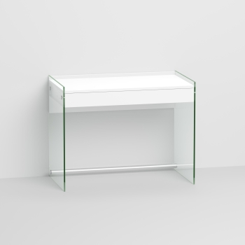 Mydesk Schreibtisch von Pezzani mit Gestell aus gehärtetem Klarglas und Laminatplatte