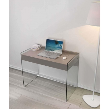 Mydesk Schreibtisch von Pezzani mit Struktur aus transparentem gehärtetem Glas und Laminatplatte