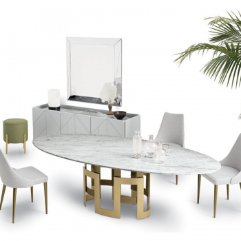 Stuhl und Sessel Clara, gepolstert und gepolstert mit Stahlgestell von Bontempi