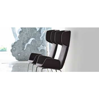 Midj Light Stuhl mit Stahlstruktur in Leder, Kunstleder oder Stoff bezogen