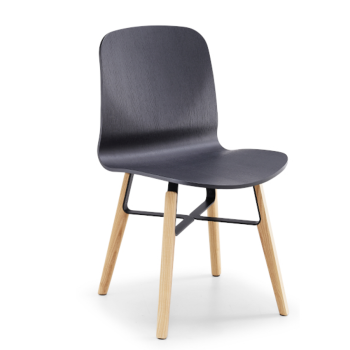 Stuhl Liù aus Metall, Holz, bezogen mit Stoff, Leder, Leder mit horizontalen Nähten oder Falten,