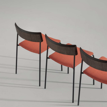 Mito SM TS-LG Metallstuhl mit Stoff- oder Lederbezug und Holzrücken von Midj