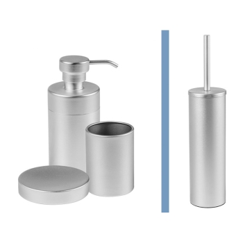 Silbermattes Badezimmerset CP90ALU aus mattsilbernem Metall