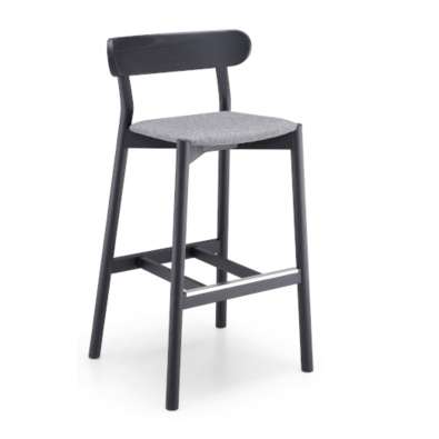 Montera L TS Hocker aus Holz mit Stoff- oder Lederbezug von Midj