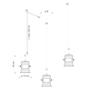 AUFHÄNGUNG MIT 3 RETRO-LICHTERN URBAN C1841