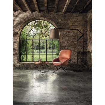 Flexus Couchtisch von Bontempi aus lackiertem Stahl und Lederplatte