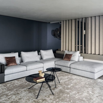 Ray Couchtisch aus Stahl mit Glasplatte