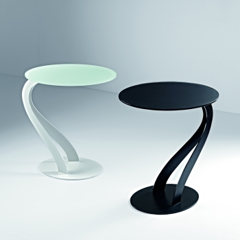 Swan Couchtisch von Pezzani mit geätzter Hartglasplatte