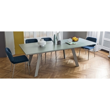 Midj Alexander Tisch mit Stahlstruktur und Platte aus Cristalceramica oder Massivholz