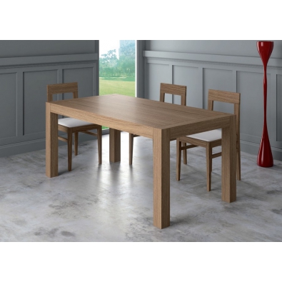Frank rechteckiger moderner Tisch mit quadratischen oder trapezförmigen Holzbeinen