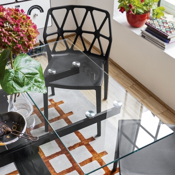 Connubia Zeffiro Tisch mit Glasplatte und Metallbeinen