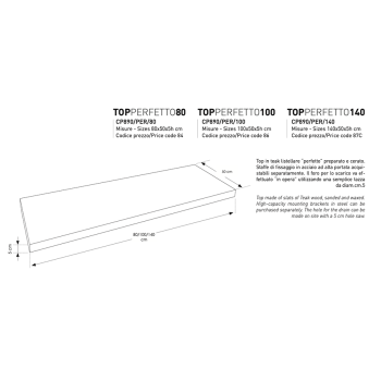 Cipì Perfetto CP890 / PER / 80 Platte aus wiedergewonnenem und behandeltem Blockboard Teak