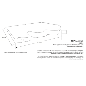 Cipì top Sarong CP890 aus wiedergewonnenem und behandeltem massivem Teakholz