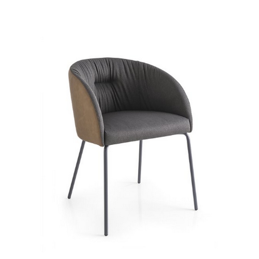 Rosie soft chair with metal structure and Connubia fabric seat