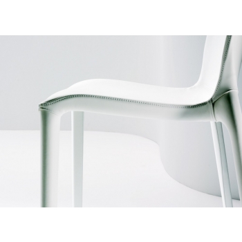 chair stitching detail Bontempi Hidra in white faux leather