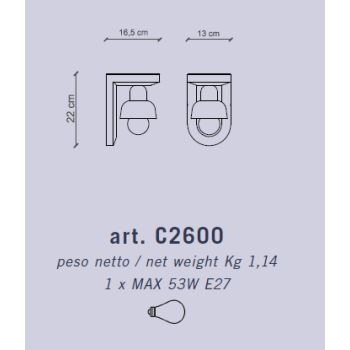 1 LIGHT DECO' BERIMBAU C2600 wall lamp by Ferroluce