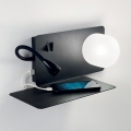 BOOK-1 AP black wall lamp with left arm by Ideal Lux