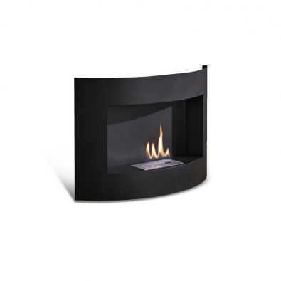 Redonda fireplace by Stones with black painted metal structure