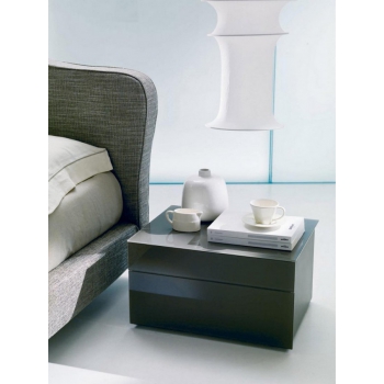 Enea bedside table by Bontempi in wood and glass
