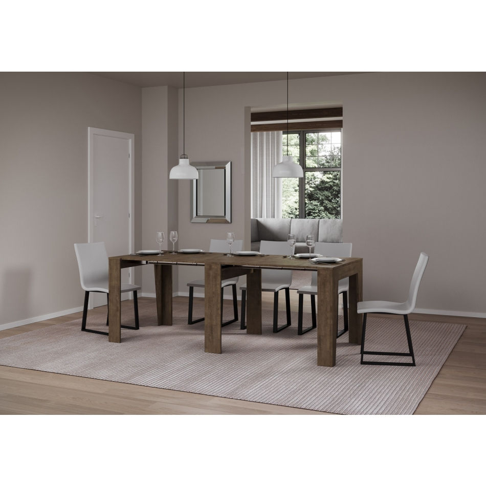 Anea console - Extendable console 90x25/211 cm Anea white ash internal extensions