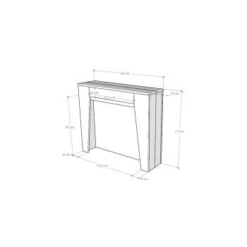 Anea Console - Extendable console 90x25/211 cm Anea white ash internal extensions