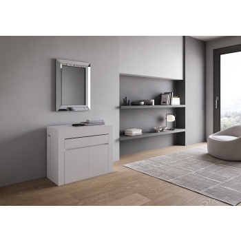 Evolve console with lower and upper bench - Extendable console 90x42/302 cm Evolve white ash internal extensions with lower and upper bench