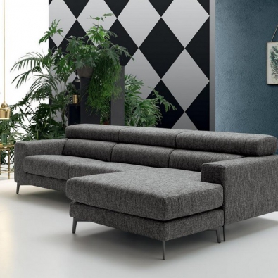 Atollo sofa with fabric or eco-leather headrest