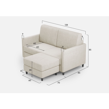 Karay 2 seater sofa with pouf by Ityhome