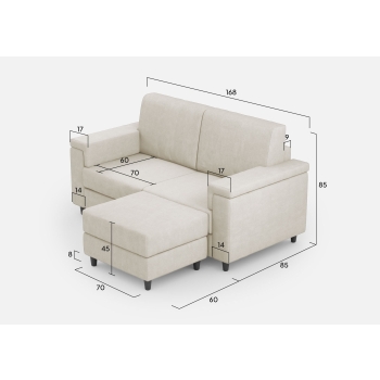Marrak 2 seater sofa + pouf by Ityhome