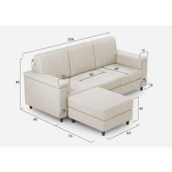 Marrak 3 seater sofa + pouf by Ityhome