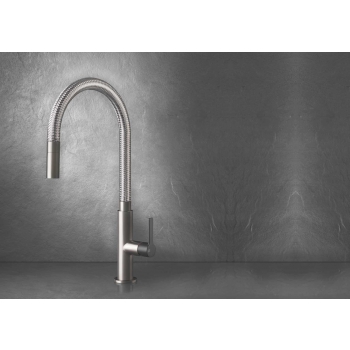 Gessi Mixer with swivel spout and pull-out Mesh 60003 hand shower