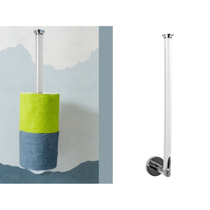 Ghost Stash CP910JS spare toilet paper holder in tubular plexiglass and metal
