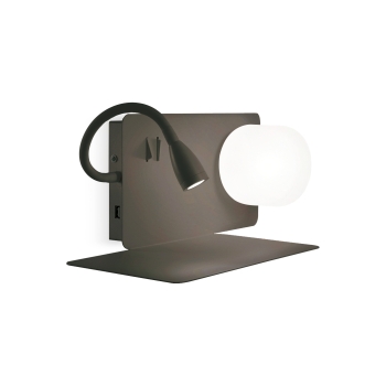 BOOK-1 AP black wall lamp with left arm by Ideal Lux