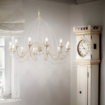 Corte sp12 antique white pendant chandelier by Ideal Lux