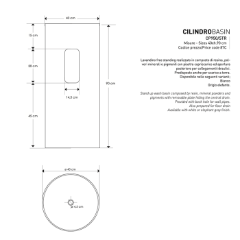 Cipì Cilindro CP950 / STR sink in free standing resin