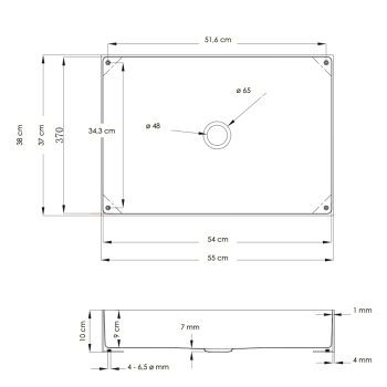Foyer Square Basin CP950FOS in stainless steel