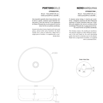 Cipì Dark Ink CP950DOR / DI sink in marble