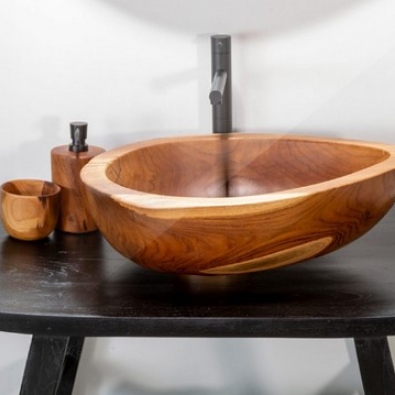 Cipì Bantul sink in hand-worked wood