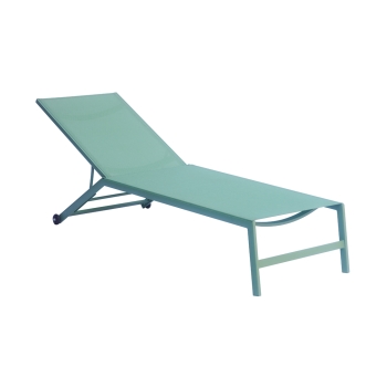 Greenwood Wheeled Sun Lounger in Green