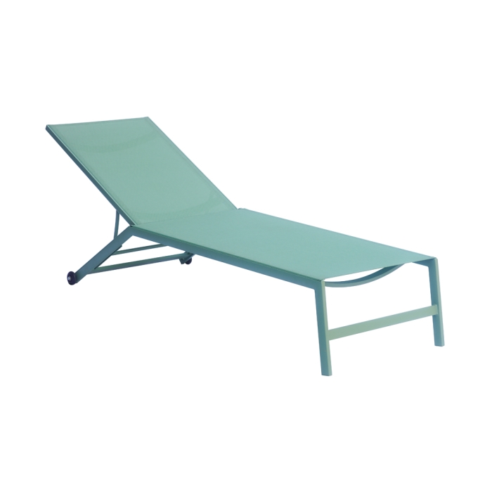 Greenwood Wheeled Sun Lounger in Green