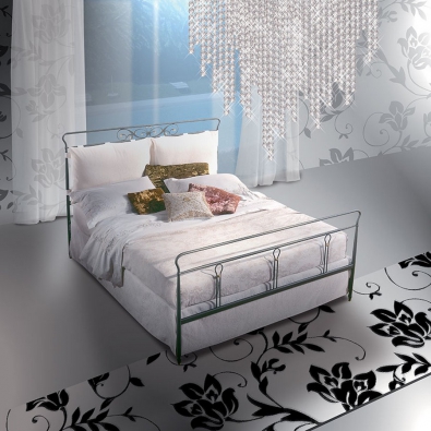 Cleopatra wrought iron bed in a square and a half by Pama Letti
