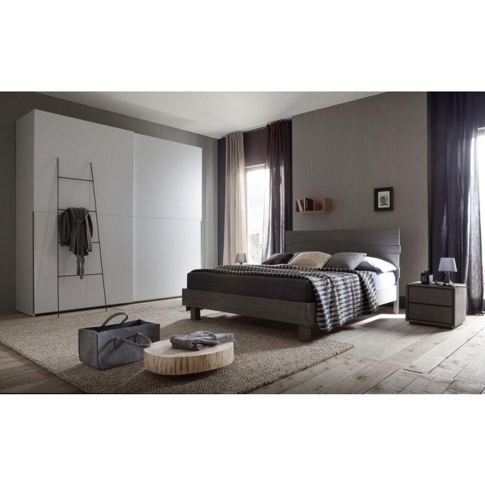 Kenzo bed of double Altacorte in solid wood planks