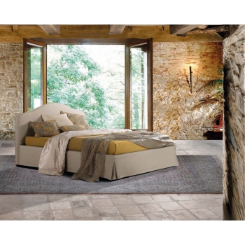 Romantic bed of Lettissimi fabric or eco-leather bed frame H.14 or H.28