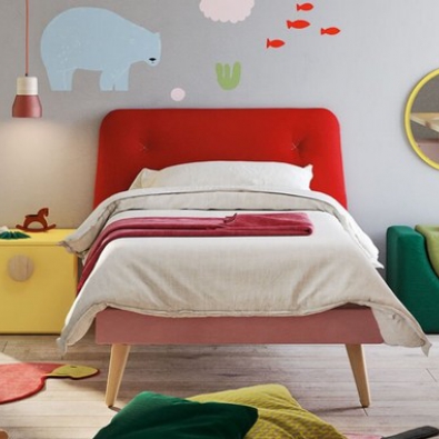 Leo single bed for boys with padded headboard
