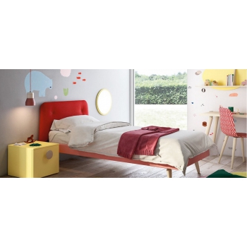 Leo single bed for children with padded headboard