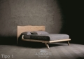 Wood double bed by Altacorte with headboard in oak wood planks