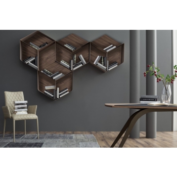 Fixed bookcase Albatros by Tonin Casa in wood and metal